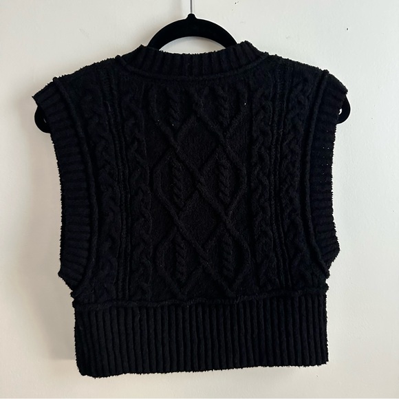 Free People • Rowan Cable Knit Sweater Vest in Black - Picture 6 of 6